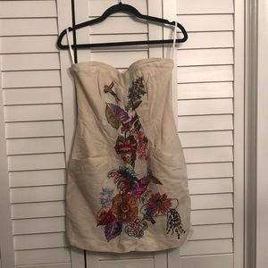 French Connection embroidered strapless dress US 6